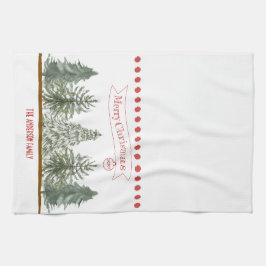 Personalized Winter Pine Tree Merry Christmas Kökshandduk