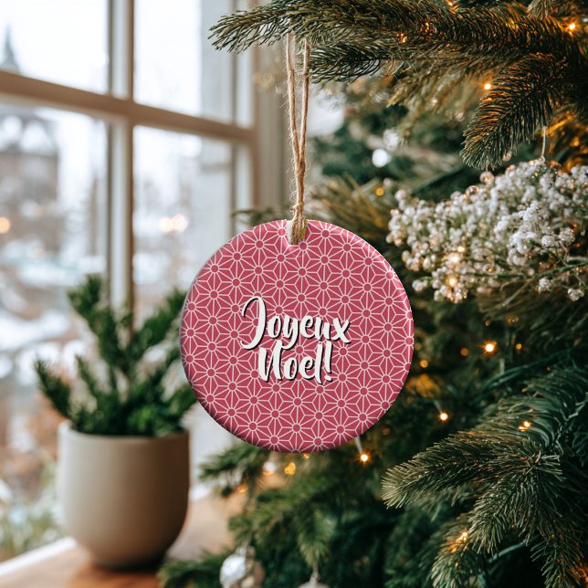 Personalized Winterberry Asanoha Joyeux Noel Julgransprydnad Keramik (Thoughtful Custom Gift Idea for Milestones, doubles as an ornament or a collectible gift tag.
)
