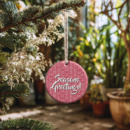 Personalized Winterberry Asanoha Seasons Greetings Julgransprydnad Keramik