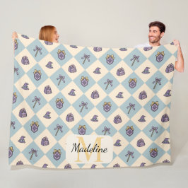 Personalized Wizard School Blue Monogram Name Fleecefilt