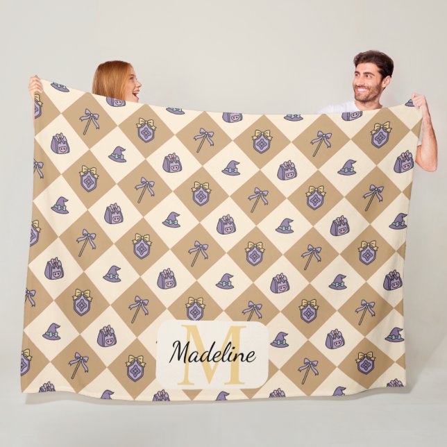 Personalized Wizard School Gold Monogram Name Fleecefilt (På plats)