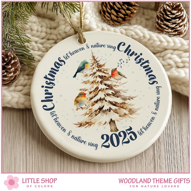 Personalized Woodland Birds Heaven and Nature Sing Julgransprydnad Keramik (Skapare uppladdad)