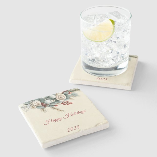 Personalized Woodland Happy Holidays Stenunderlägg (Sidan)