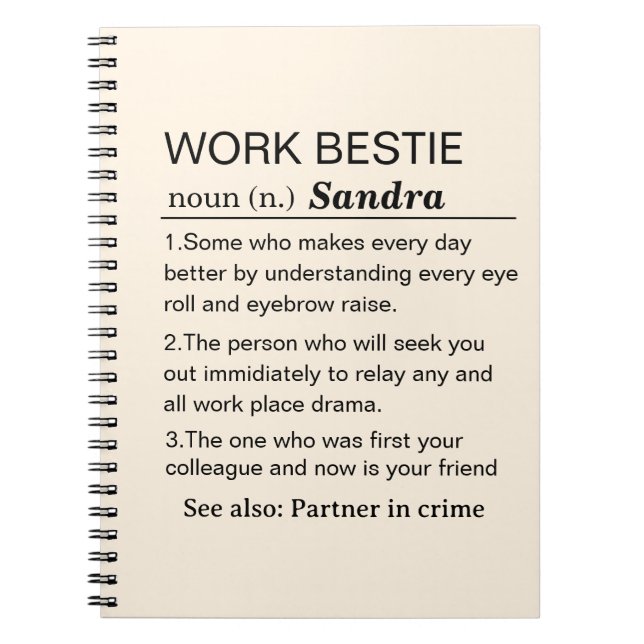 Personalized Work Bestie Definition Anteckningsbok (Framsidan)