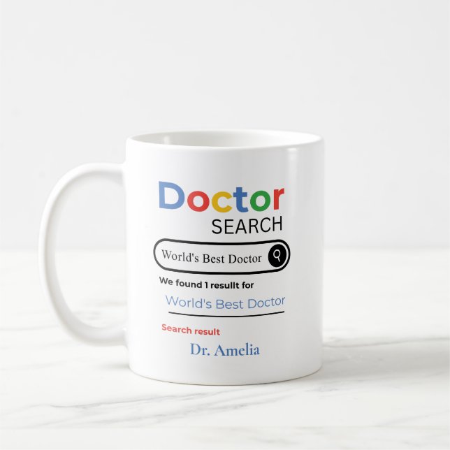 Personalized World’s Best Doctor Search Result Kaffemugg (Vänster)
