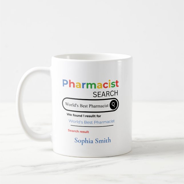Personalized World’s Best Pharmacist Search Result Kaffemugg (Vänster)