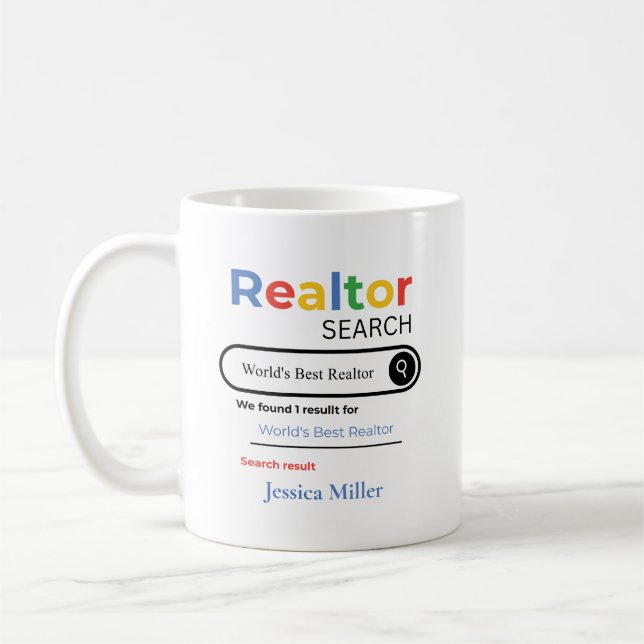 Personalized World’s Best Realtor Search Result Kaffemugg (Vänster)