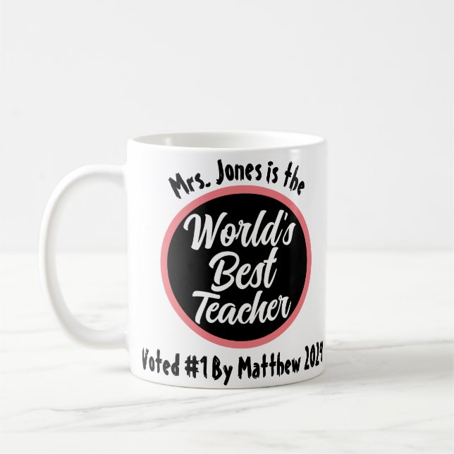 Personalized Worlds Best Teacher Mug Kaffemugg (Vänster)