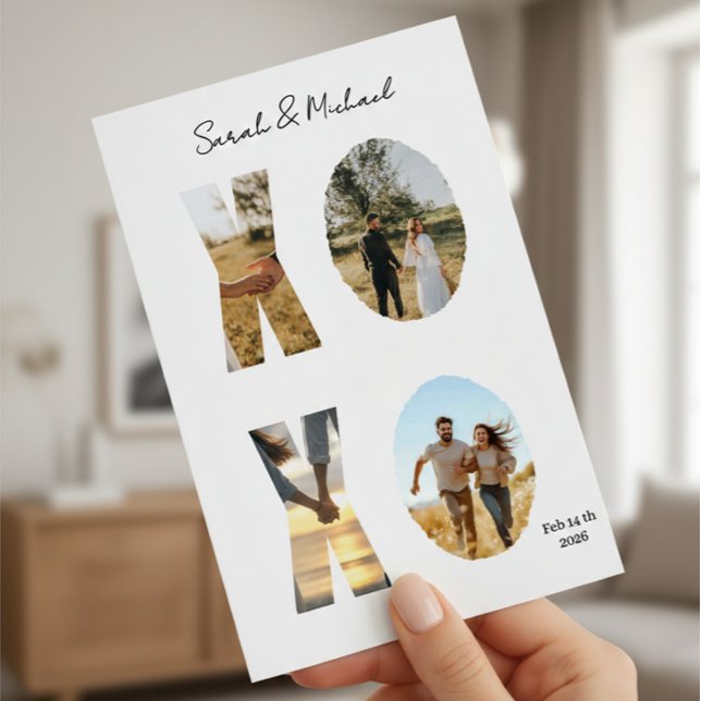 Personalized XO Photo Love Card for Couples Julkort (Skapare uppladdad)