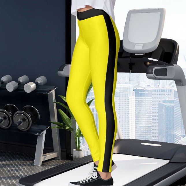 Personalized Yellow And Black Stripes Custom Made Leggings (Skapare uppladdad)