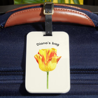 Personalized Yellow and red tulip  Bagagebricka