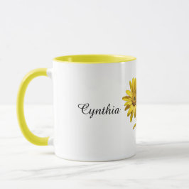 Personalized Yellow Daisy Floral Mugg