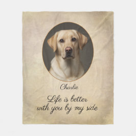 Personalized Yellow Labrador by My Side Fleecefilt