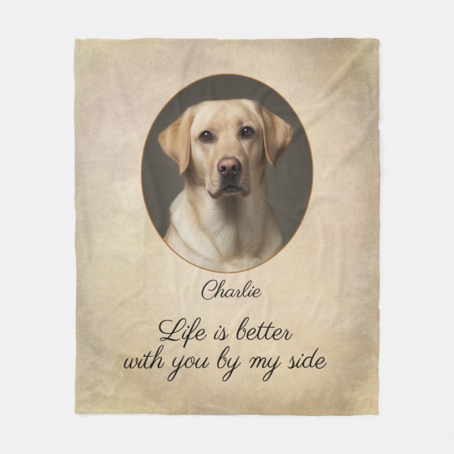 Personalized Yellow Labrador by My Side Fleecefilt (Framsidan)