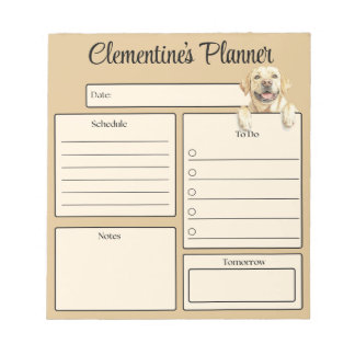 Personalized Yellow Labrador Daily Planner Anteckningsblock