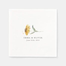 Personalized Yellow Wildflower Sunflower Wedding Pappersservett