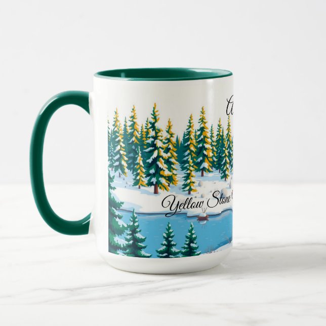 Personalized Yellowstone Winter Scene Coffee Mugg (Vänster)