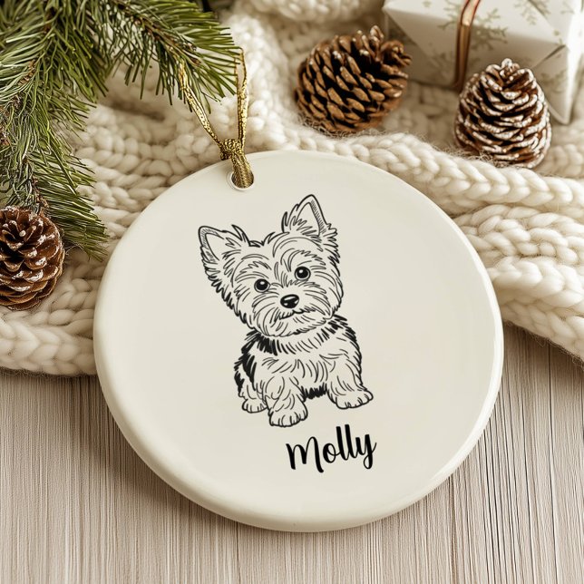 Personalized Yorkie Dog Christmas Julgransprydnad Keramik (Skapare uppladdad)