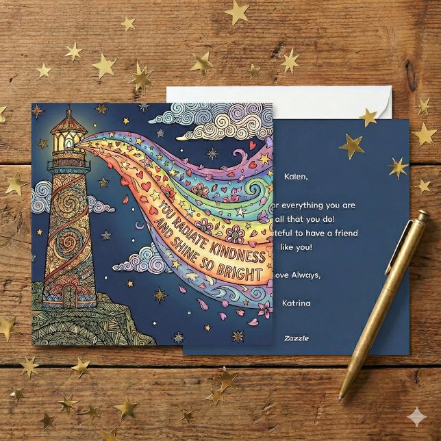 Personalized You Radiate Kindness Empowering Card Julkort (Empower someone special with this, "You radiate kindness and shine so bright" personalized card! )