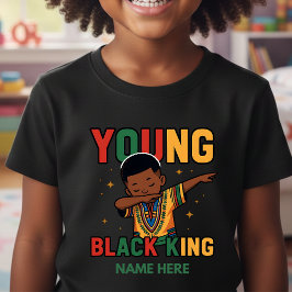 Personalized Young Black King Dabbing Boy T Shirt
