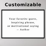 Personalized  Your Funny Quote – Create Your Own Poster<br><div class="desc">Transform your space with a touch of timeless charm. This personalized vintage quote poster lets you create your own inspiring phrase or motivational saying, beautifully printed in elegant Averia Serif typography. Designed with a subtle black border design that perfectly complements the classic vintage style, this piece adds warmth and character...</div>