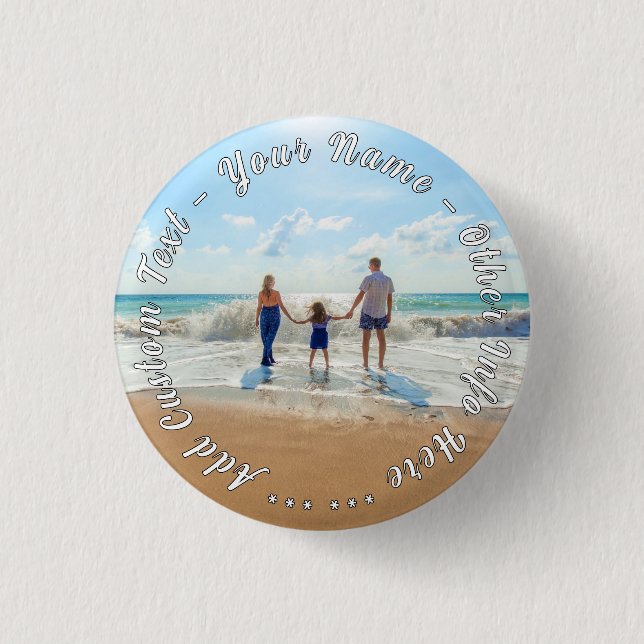 Personalized Your Photo Button Gift Custom Text Knapp (Framsida)