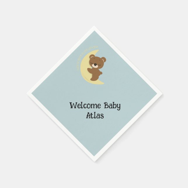 PersonalizedBear över måne-babyduschservar Pappersservett (Hörn)