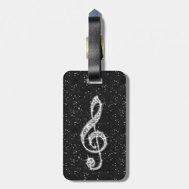 Personalizedd noterar Glitzy Sparkly diamantmusik Bagagebricka (Baksidan Lodrät)