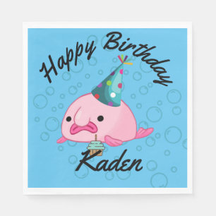 PersonalizedParty on Birthday Blobfish Papper Plat Pappersservett