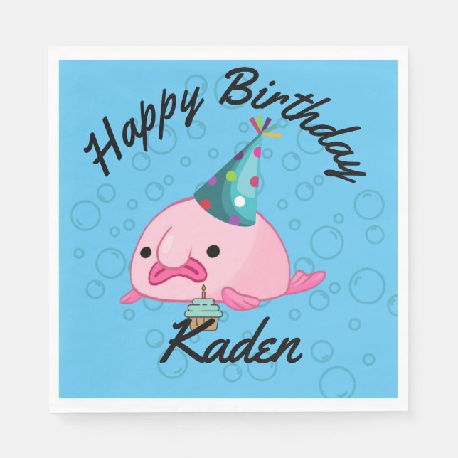 PersonalizedParty on Birthday Blobfish Papper Plat Pappersservett (Framsidan)
