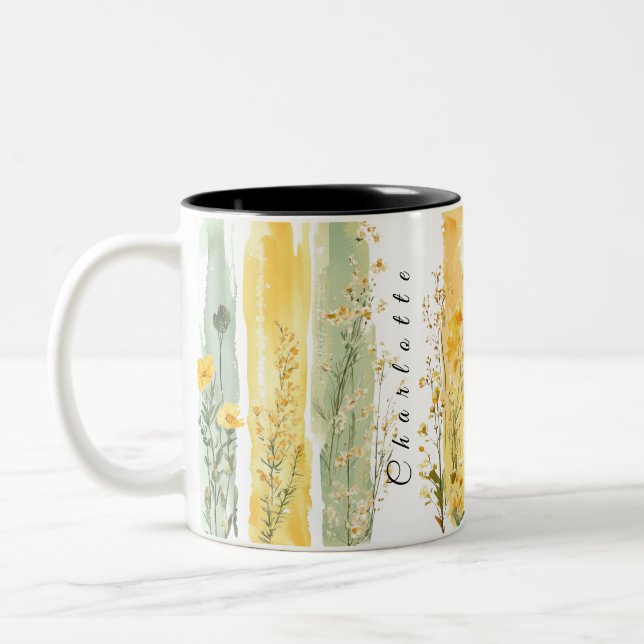 personalizedwildflowersmug 4 Två-Tonad mugg (Vänster)