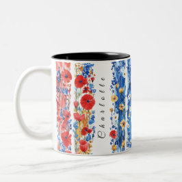personalizedwildflowersmug röd blå Två-Tonad mugg