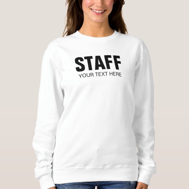 Personalmedlemmen ser vit fram- och baksida t shirt (Framsida)