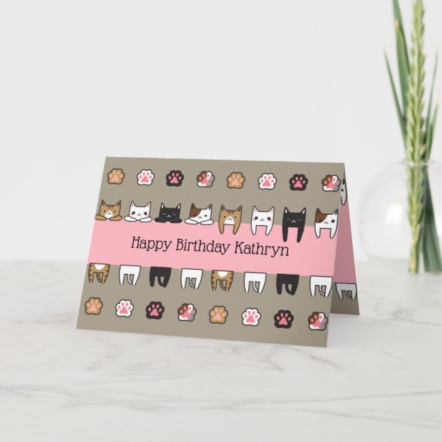 Personanpassade Kitty Katter Kort (Framsida)