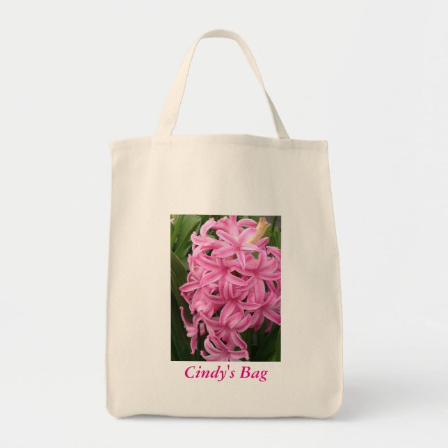 Personanpassade rosa Hyacinths Flowers Canvas Bags Tygkasse (Framsidan)