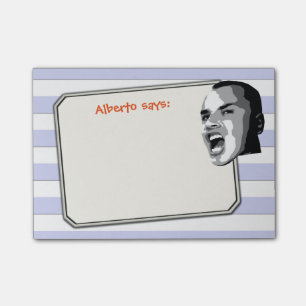 Personen som ropar på pastellfärgade blått, gö post-it block