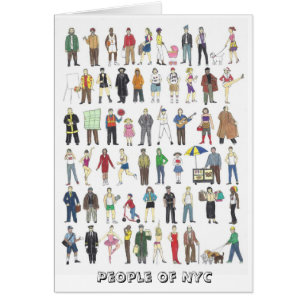 Personer i NYC Illustrated New Yorkers City Cards Hälsningskort