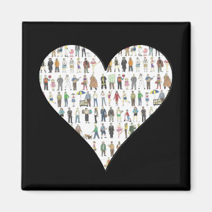 Personer i NYC New York City Black Heart Magnet
