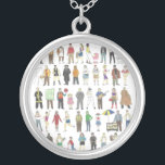 Personer i NYC New York City Humans Art Necklace Silverpläterat Halsband<br><div class="desc">En ursprunglig penna-och-bläck och vattenfärgad illustration av alla invånare i New Yorks stads fem stadsdelar,  inklusive dörrvakare,  hundvalkare,  nannies,  hytter och turister,  och så gott som alla däremellan! Perfekt för alla som bor i kärlek NYC.</div>