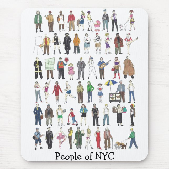 Personer i NYC New York Yorker City Mousepad Musmatta (Framsidan)
