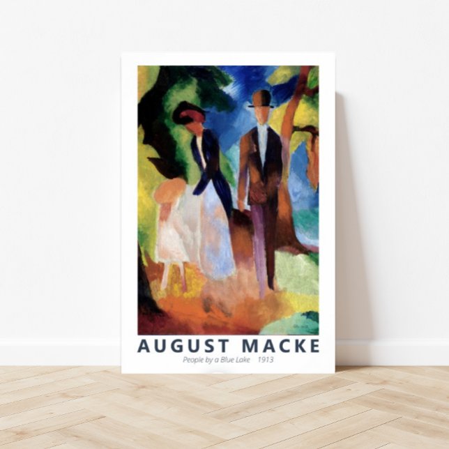 Personer med blå Sjö 1913 före augusti Poster Mack (august macke, affordable art, cheap art, vintage art, printable art, wall art, old art, custom art, )