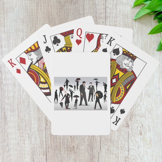 Personer med paraplyer casinokort (Skapare uppladdad)
