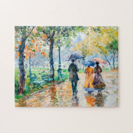 Personer med paraplyer i parken pussel