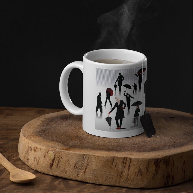 Personer med paraplyer kaffemugg (Skapare uppladdad)