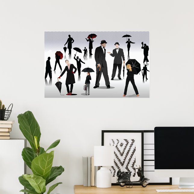 Personer med paraplyer poster (Skapare uppladdad)