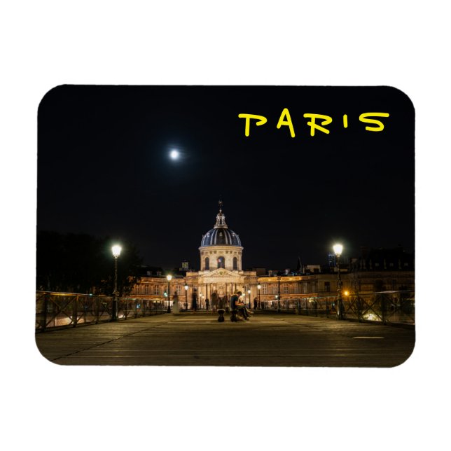 Personer som går på Pont des Arts på nigth - Paris Magnet (Horisontell)