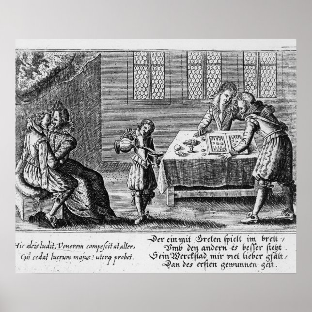 Personer som spelar backgammon poster (Framsidan)