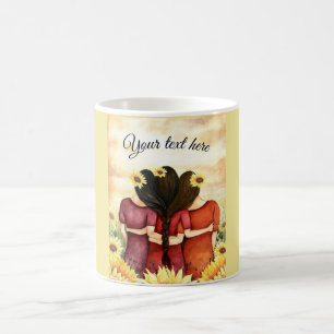 Personifiera bästa vänsystrar för solros tre kaffemugg