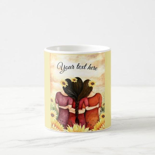 Personifiera bästa vänsystrar för solros tre kaffemugg (Center)