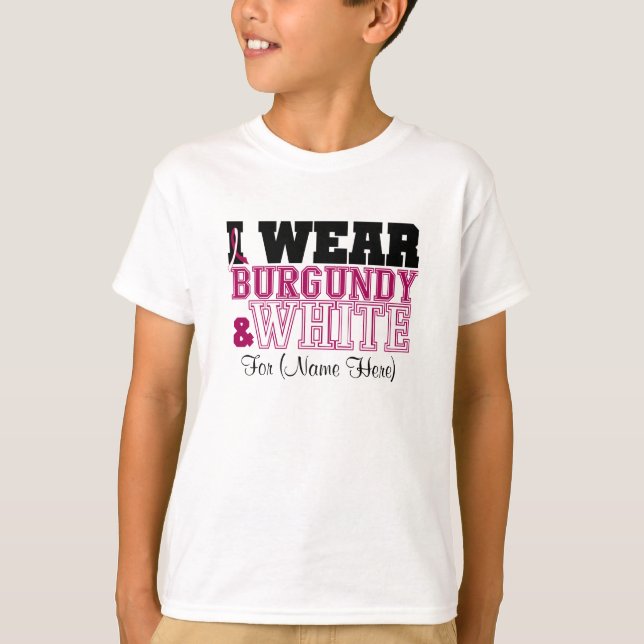 Personifiera Burgundy & vithuvudnackecancer Tee (Framsida)
